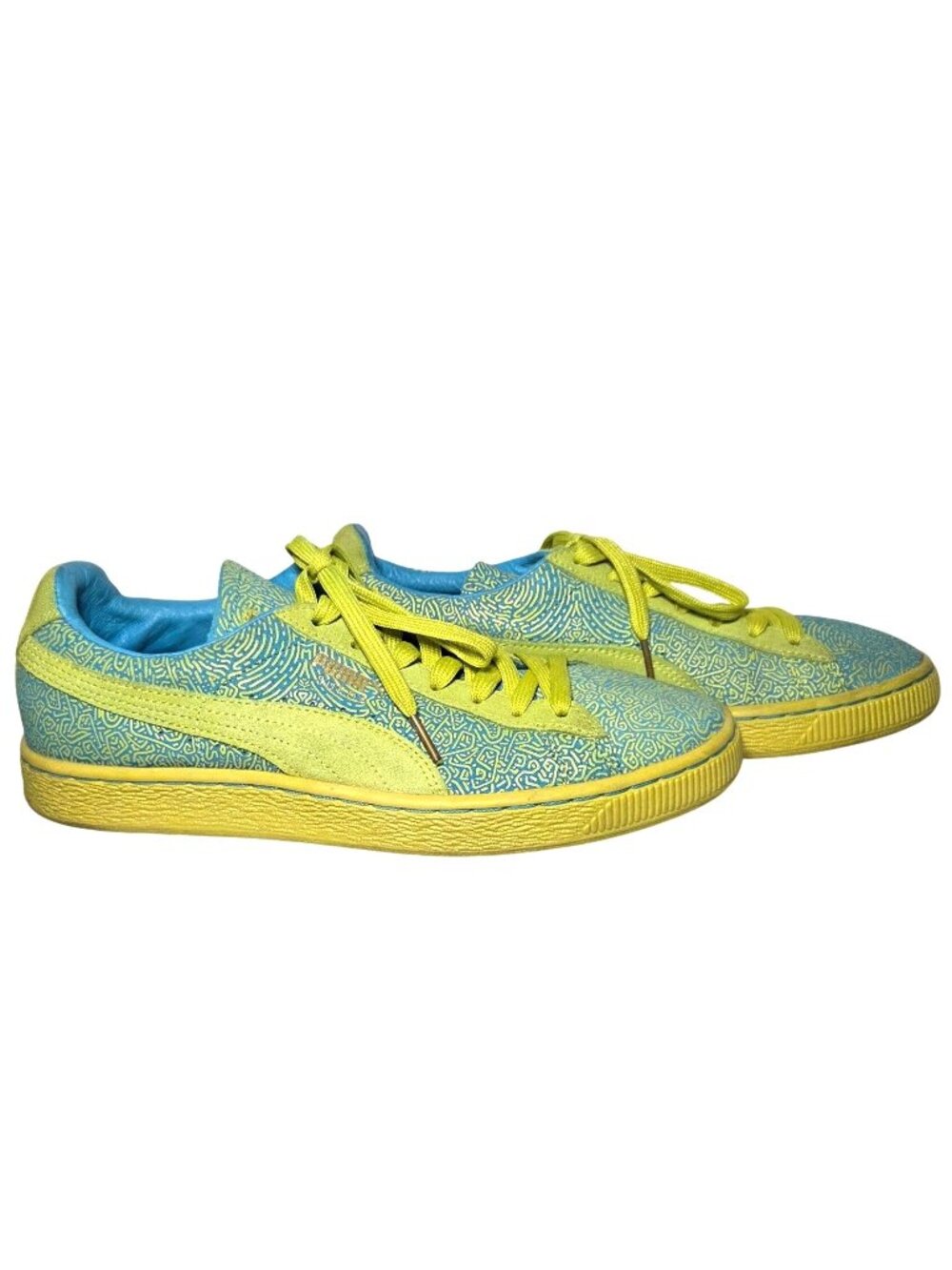 Puma x Solange Suede Classic Lines Yellow Sulphur Spring Blue Low Top Sneakers 9